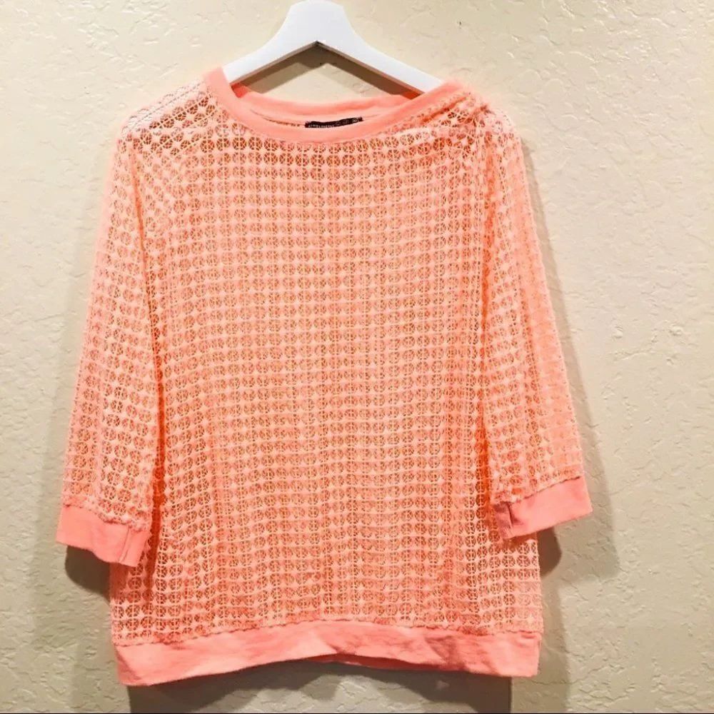 Atmosphere crochet coral top lightweight M10 swim cover up